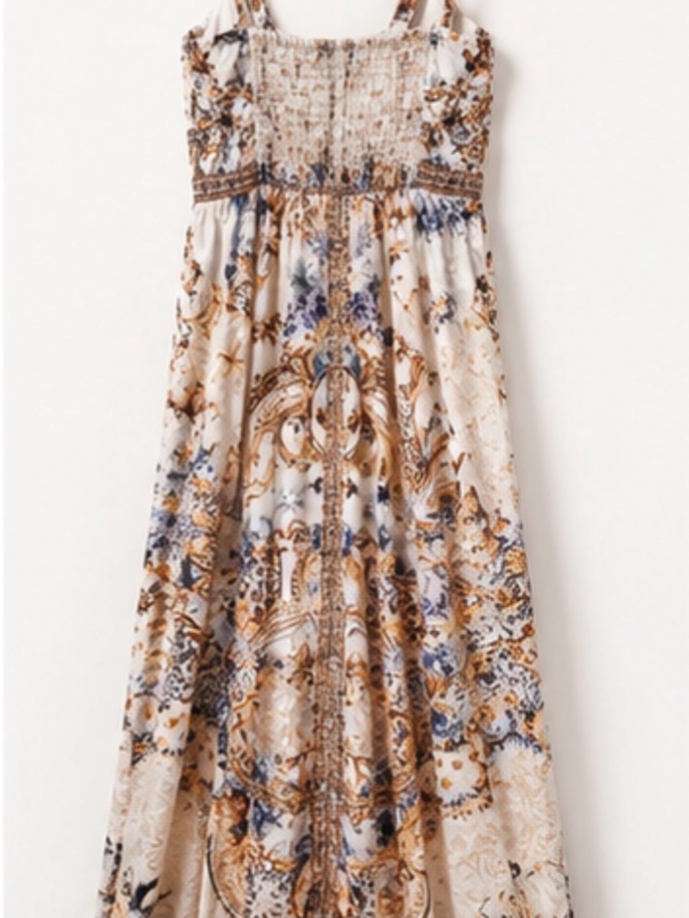 Boho Paisley Floral Maxi Dress Sleeveless Smocked Back Lined Size Medium NWOT - Picture 3 of 6